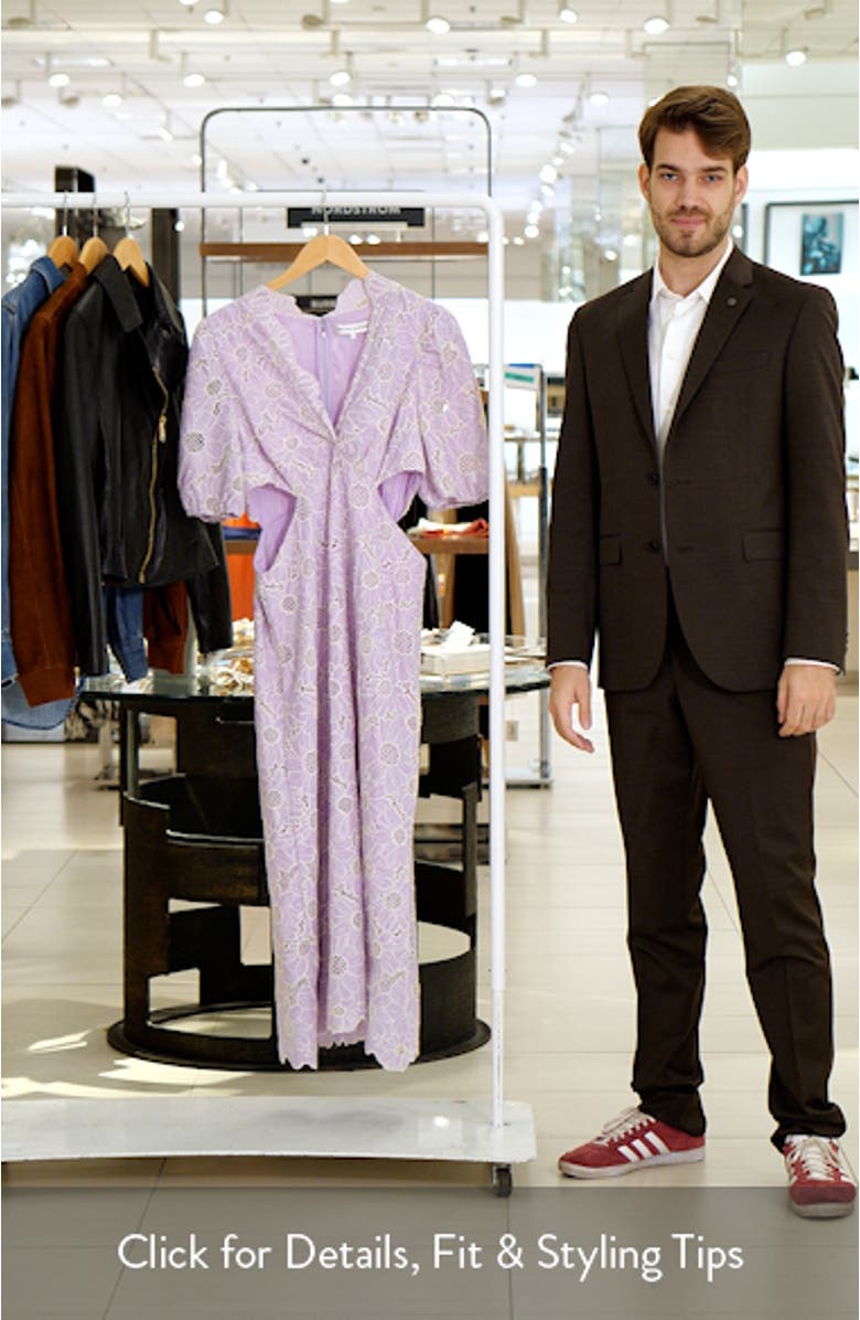 Cutout Detail Floral Cotton Eyelet Midi Dress, sales video thumbnail