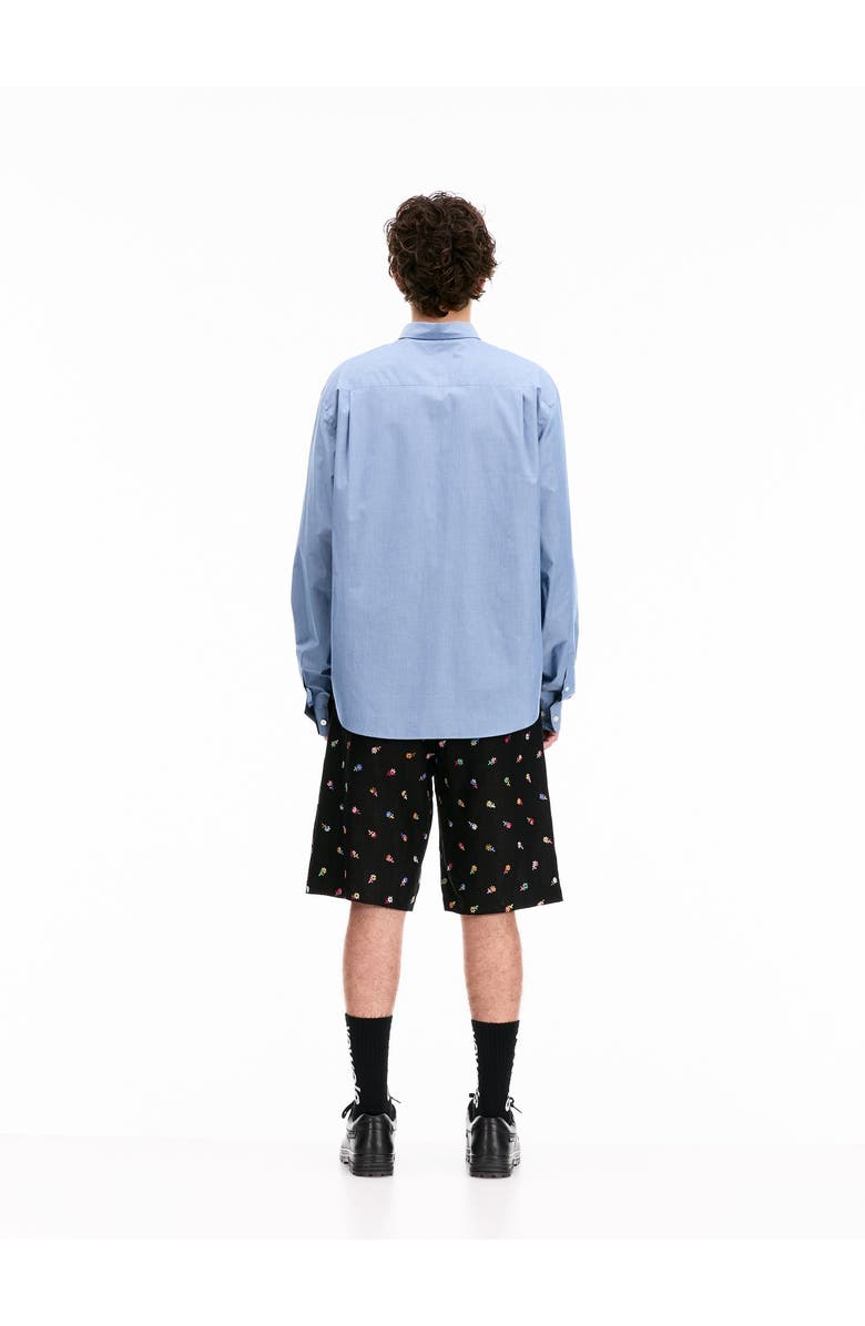 vowels Floral Embroidered Easy Shorts, Alternate, color, Black