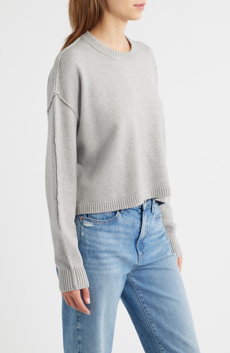 Good American Cozy Crewneck Sweater, Alternate, color, Melange Grey