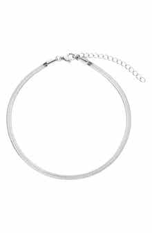 Adornia Tarnish Resistant Herringbone Chain Anklet