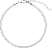 Adornia Tarnish Resistant Herringbone Chain Anklet