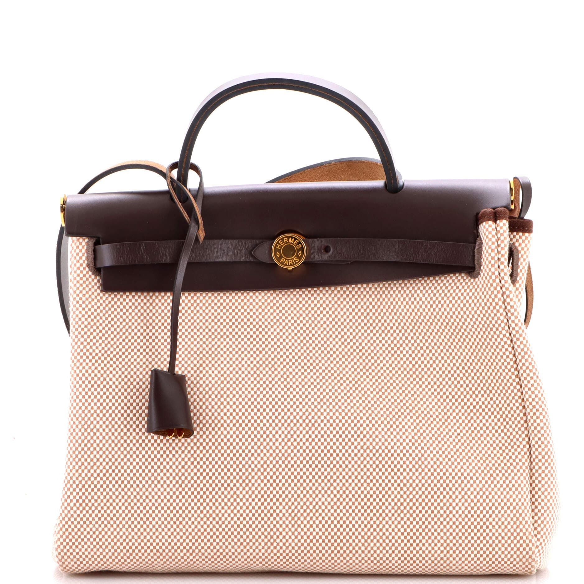 Pre-Owned Hermes Herbag Zip Criss Viking Toile and Leather 31, Main, color, Ecru