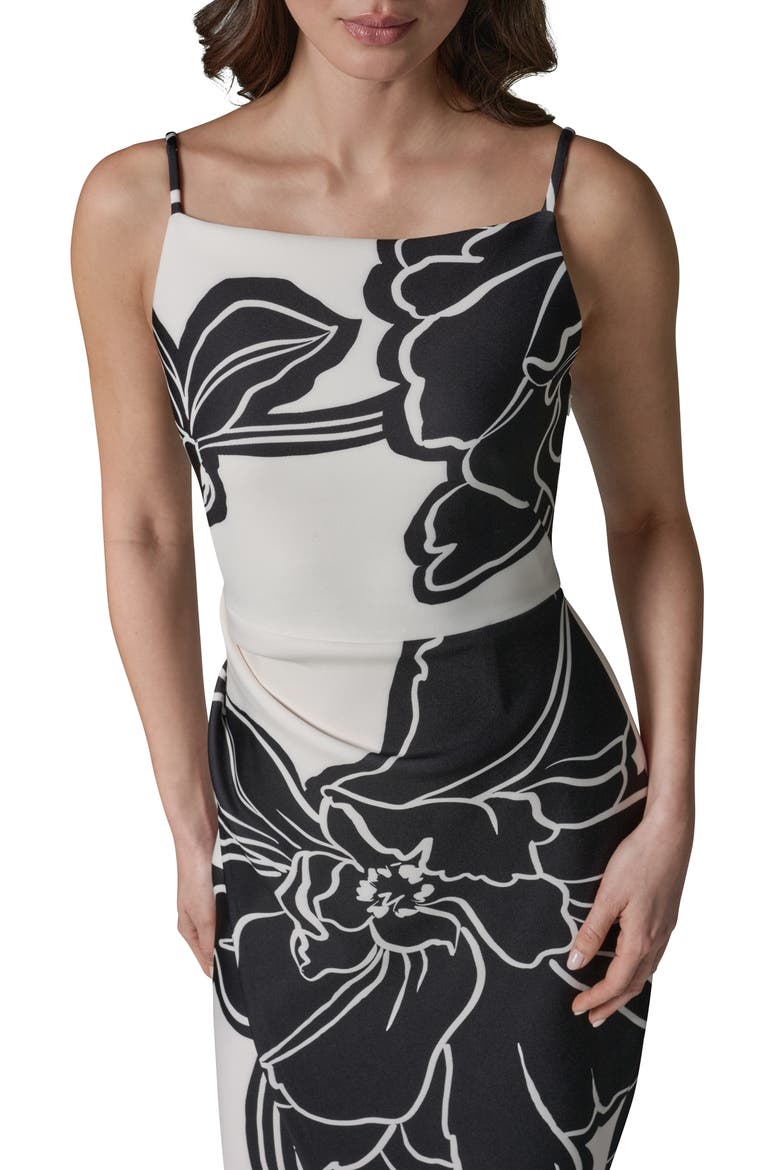 Print Sleeveless Midi Dress, Alternate, color, CRM/ BLK