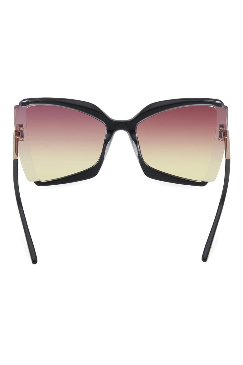 Gia 63mm Oversize Butterfly Sunglasses, Alternate, color, BLACK & CRYSTAL / SUNSET