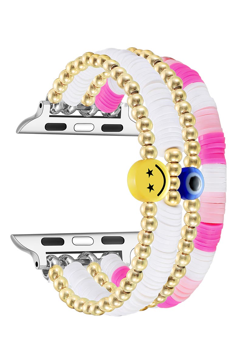 Posh Tech Bestie Beaded Apple Watch<sup>®</sup> Watchband, Alternate, color, Pink