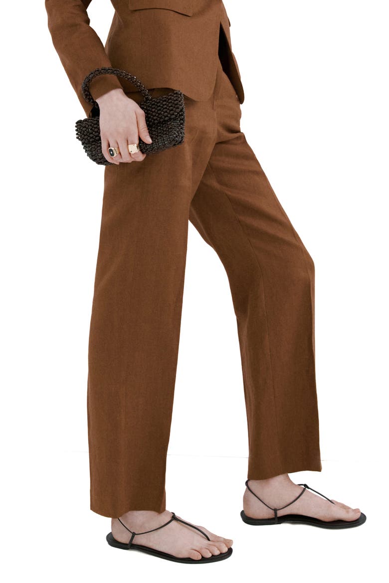 Linen Suit Pants, Alternate, color, BROWN