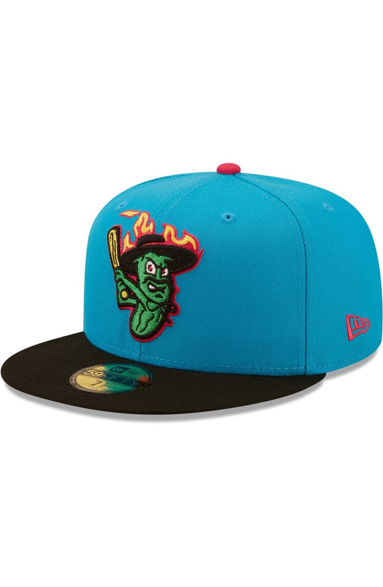 New Era Men's New Era Aqua/Black Pepinillos Picantes del Norte Copa De La Diversion 59FIFTY Fitted Hat, Alternate, color, 