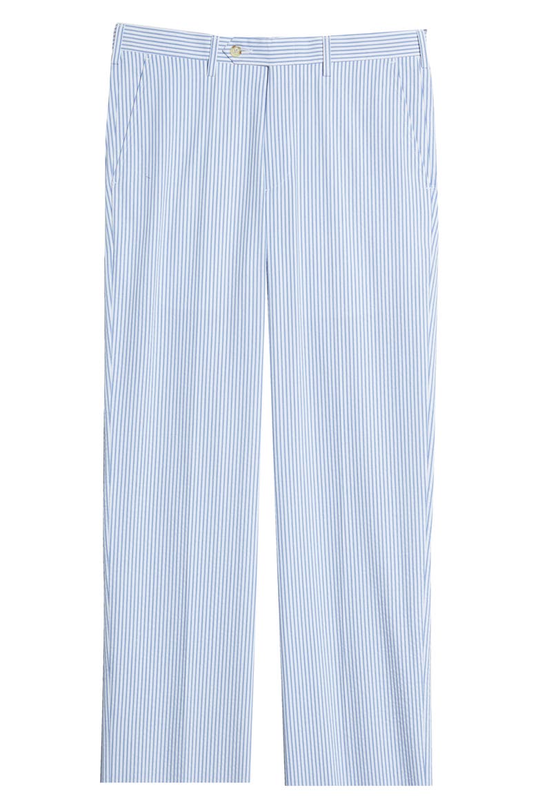 Flat Front Stripe Cotton Seersucker Pants, Alternate, color, LIGHT BLUE