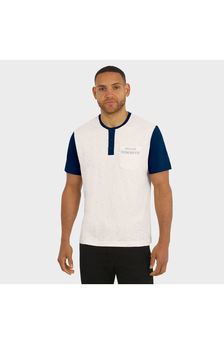 Darius Rucker Collection by Fanatics Men's Darius Rucker Collection by Fanatics Cream Dallas Cowboys Henley Colorblock Slub Pocket T-Shirt, Alternate, color, Cream