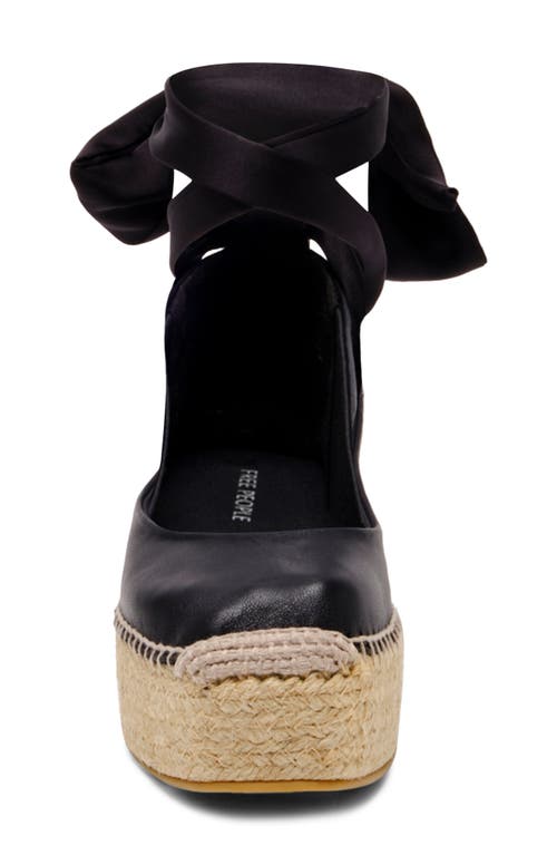 Free People Starboard Ankle Wrap Platform Espadrille In Black