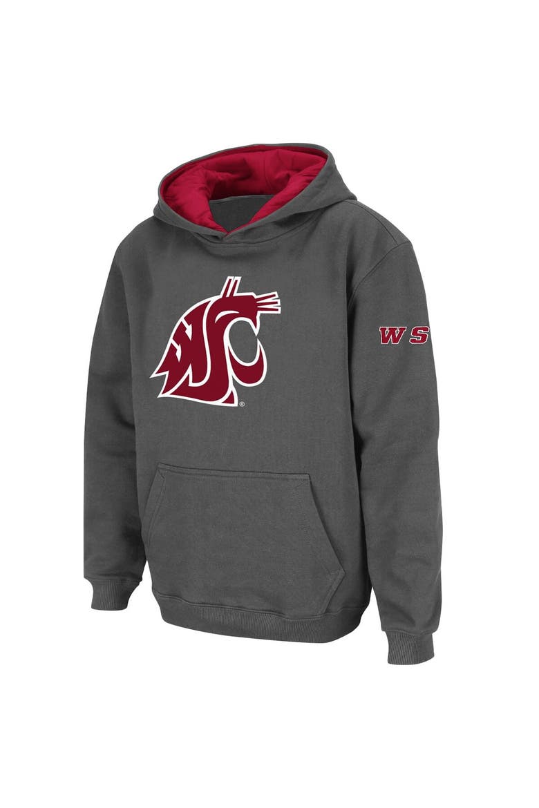 Youth Stadium Athletic Charcoal Washington State Cougars Big Logo Pullover Hoodie, Main, color, Charcoal