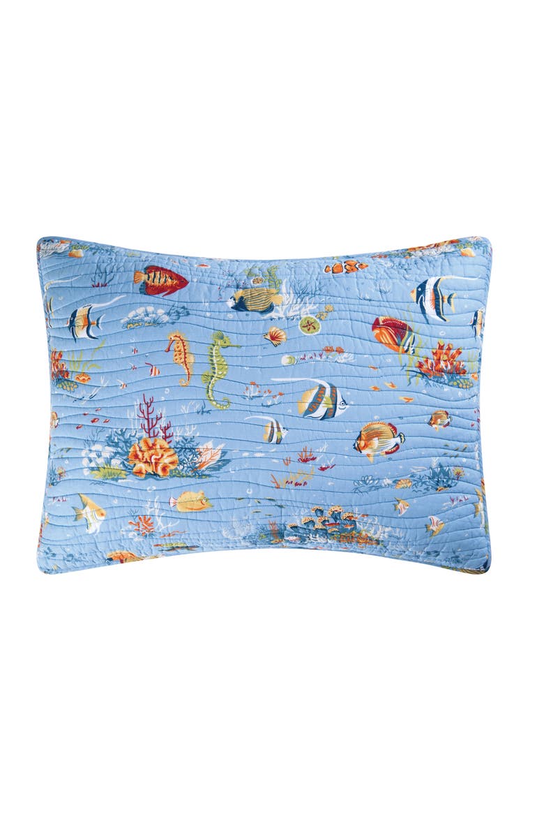20" x 26" Reef Paradise 100% Cotton Standard Pillow Sham Beach Nautical, Main, color, Blue