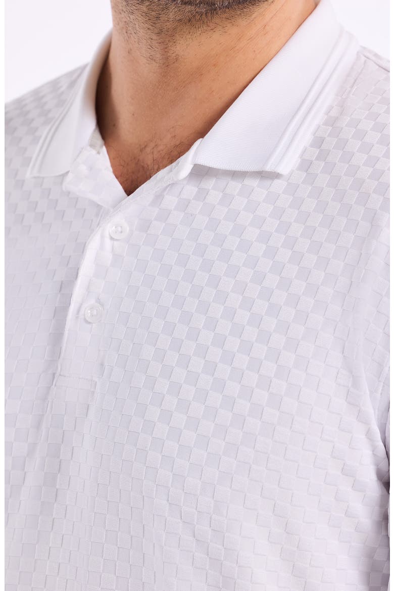 Aaron Checkered Knit Polo, Alternate, color, WHITE
