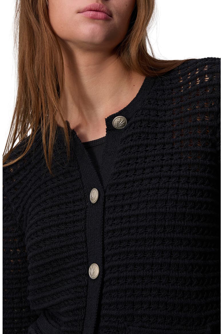 Marlee Open Stitch Cardigan, Alternate, color, BLACK