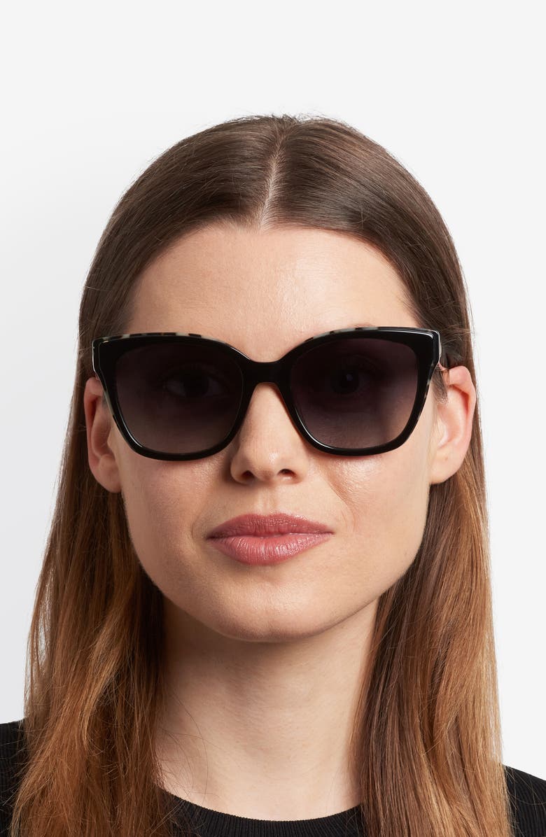 Kate Spade New York daesha 55mm square sunglasses, Alternate, color, Black White Havana/ Dark Grey