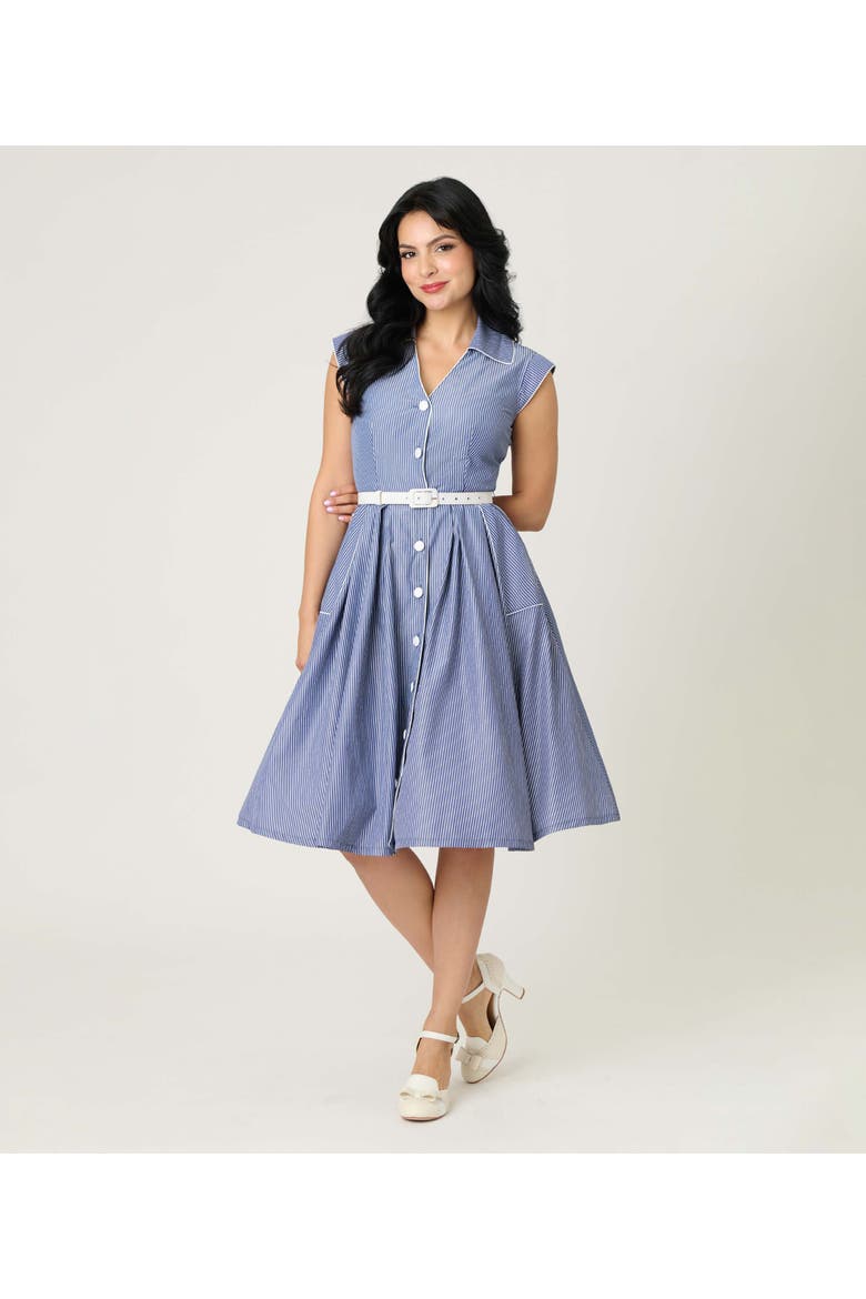 Shirt Swing Dress, Alternate, color, Blue & White Stripe