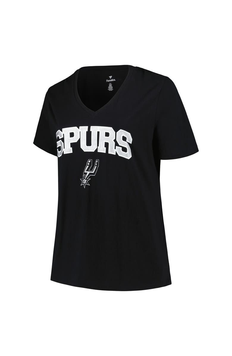 PROFILE Women's Profile Black San Antonio Spurs Plus Size Arch Over Logo V-Neck T-Shirt, Alternate, color, Black