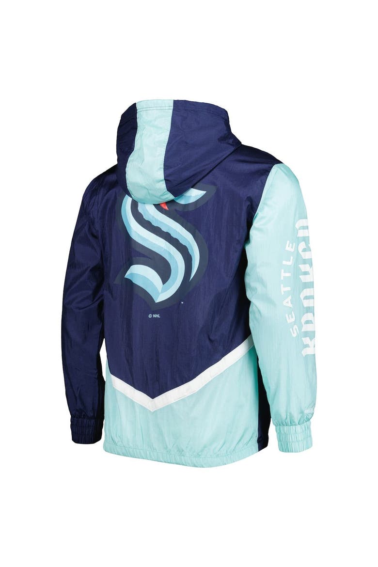 Men's Mitchell & Ness Deep Sea Blue Seattle Kraken Undeniable Full-Zip Windbreaker, Alternate, color, Navy