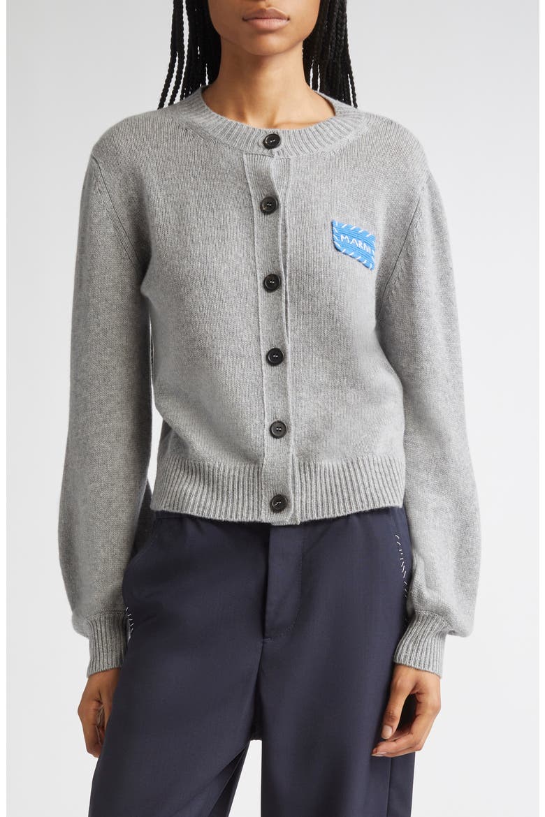 Mending Logo Cashmere Cardigan, Main, color, 00N38 INOX