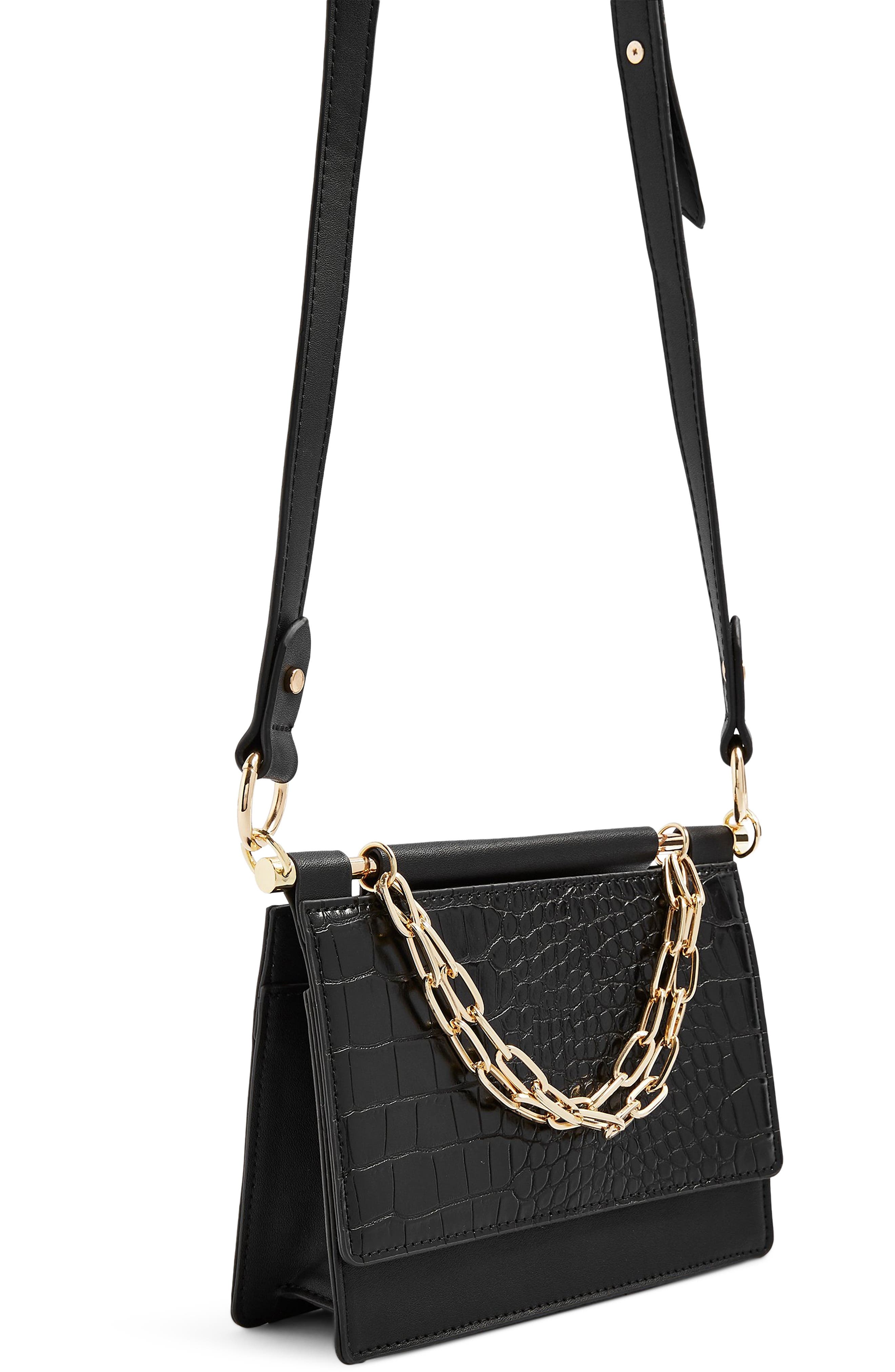 Topshop Tropic Chain Faux Leather Shoulder Bag, Alternate, color, 