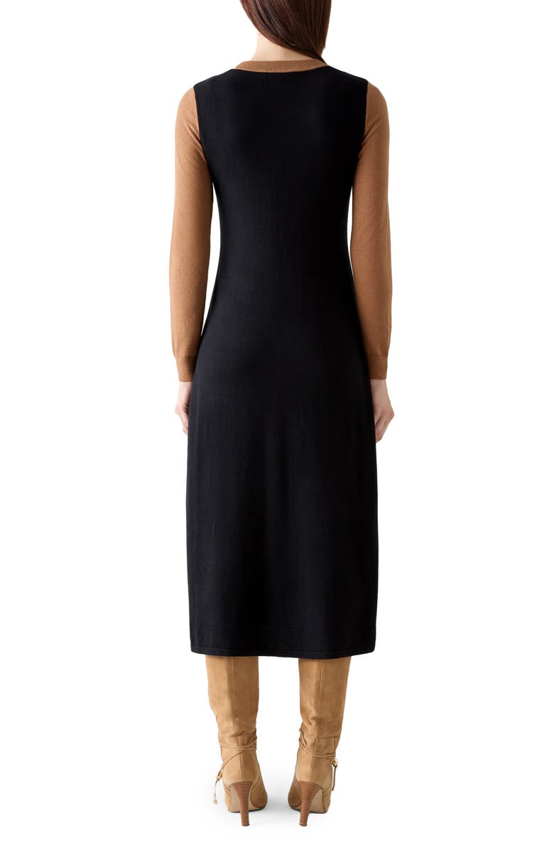 LK Bennett Aletta Long Sleeve Knit Midi Dress, Alternate, color, Black Multi