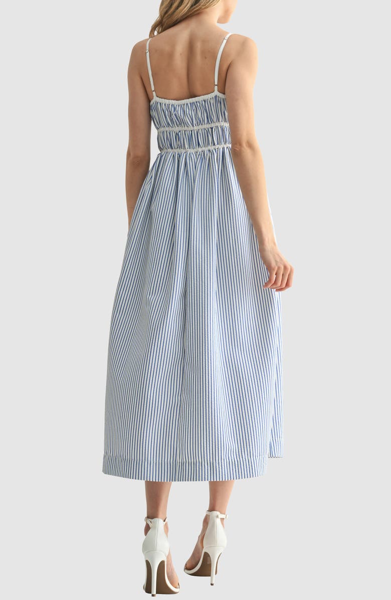 All in Favor Stripe Cotton Blend Midi Dress, Alternate, color, Blue Stripe