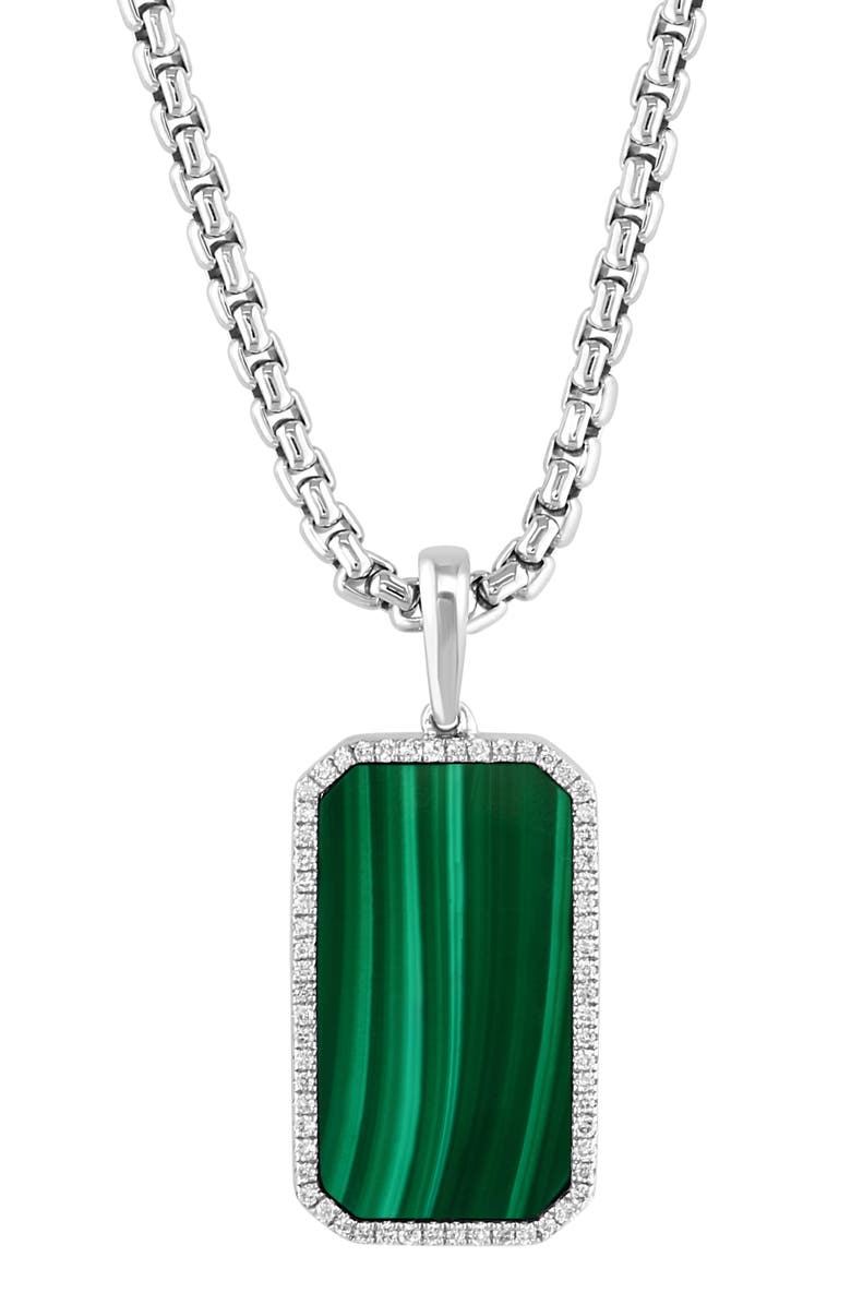 EFFY Malachite & Diamond Pendant Necklace, Alternate, color, Green
