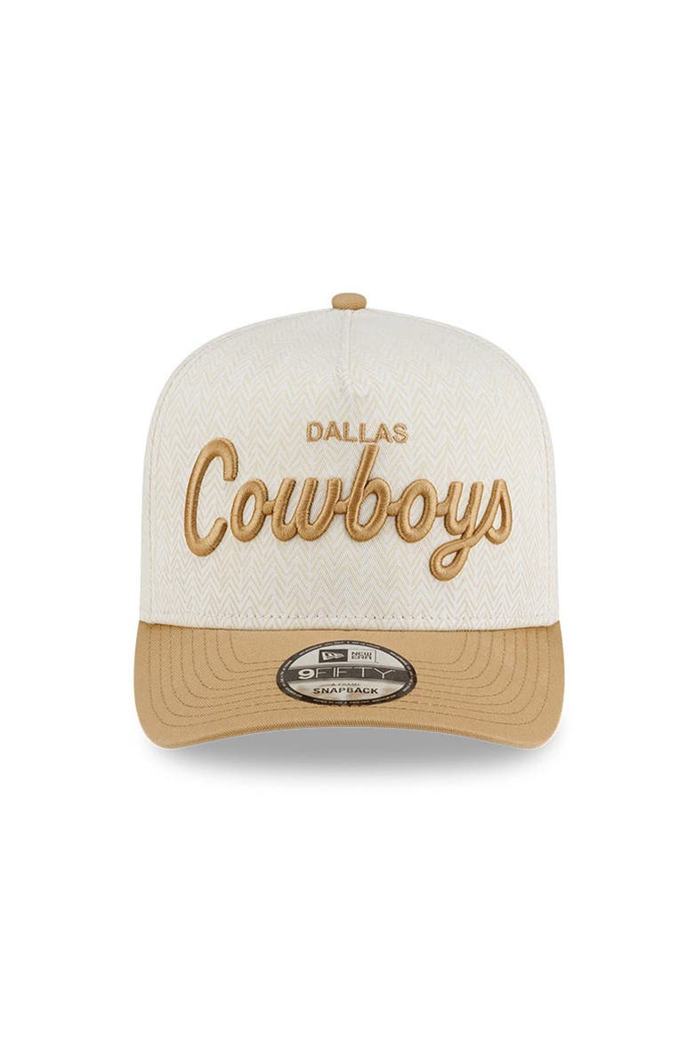 Men's New Era  Cream Dallas Cowboys Herringbone 9FIFTY A-Frame Snapback Hat, Alternate, color, Cream