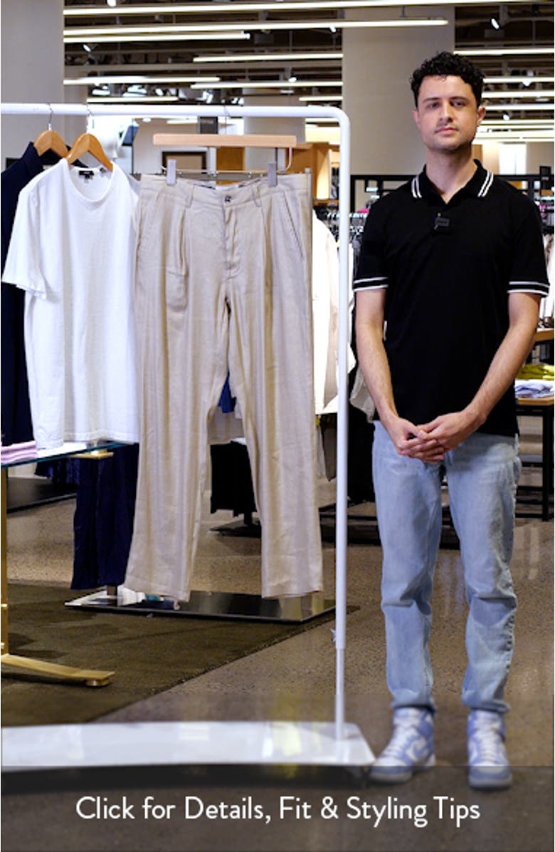 Slim Fit Pleated Linen Blend Pants, sales video thumbnail