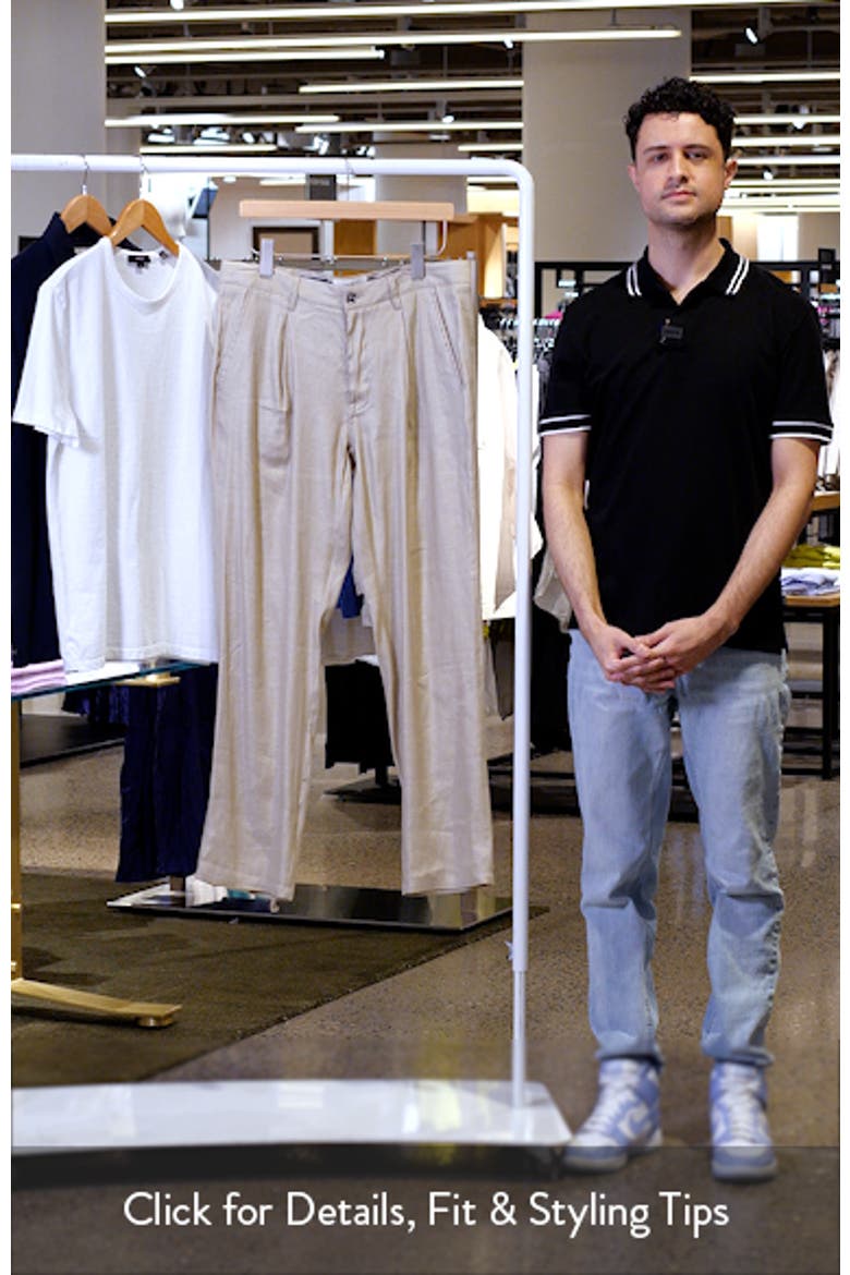 Slim Fit Pleated Linen Blend Pants video