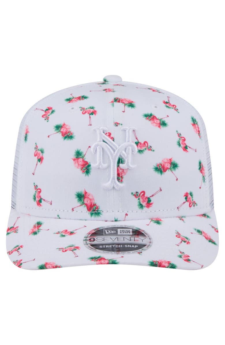 New Era Men's New Era  White New York Mets Flamingo Mesh Back 9SEVENTY Stretch-Snap Hat, Alternate, color, 