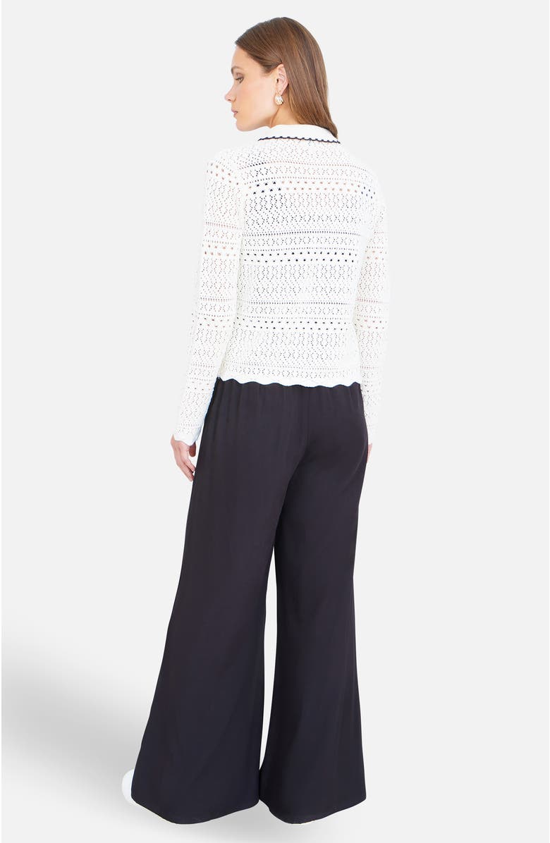 Yumi Peter Pan Collar Knitted Cardigan, Alternate, color, Ivory