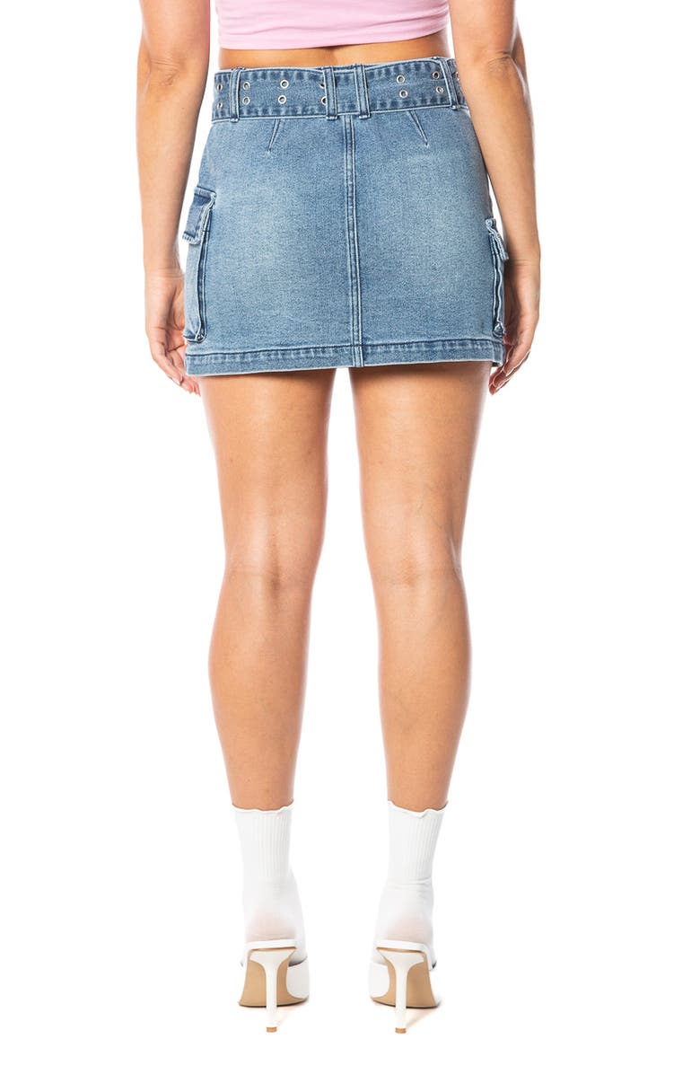 Juicy Couture Belted Cotton Denim Cargo Miniskirt, Alternate, color, 