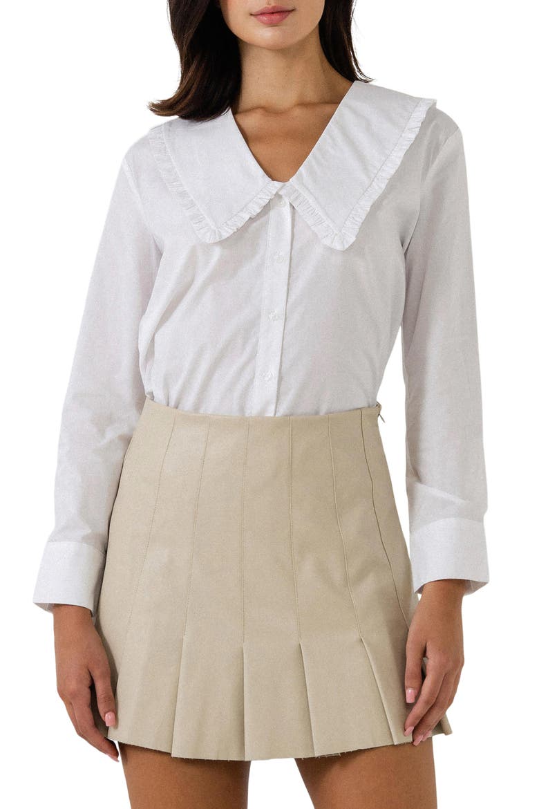 Peter Pan Collar Cotton Shirt, Main, color, WHITE