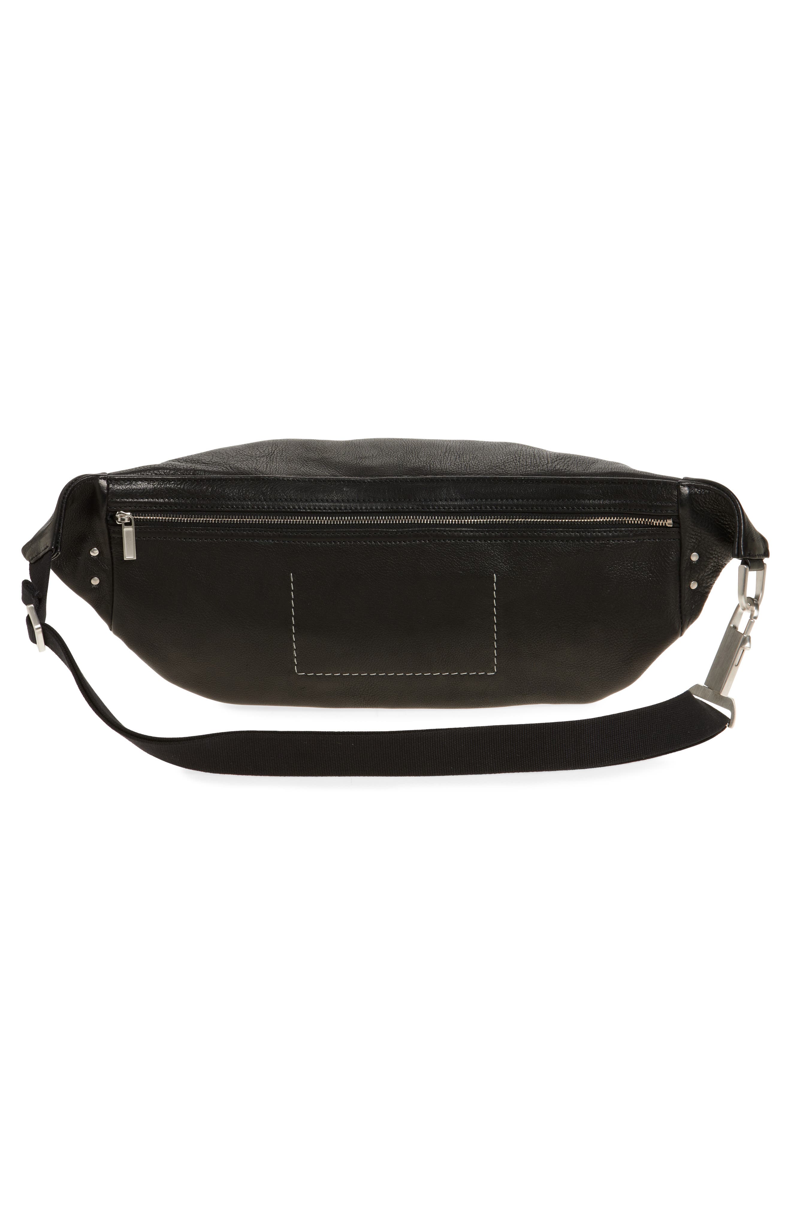 Rick Owens Geo Leather Belt Bag, Alternate, color, Black