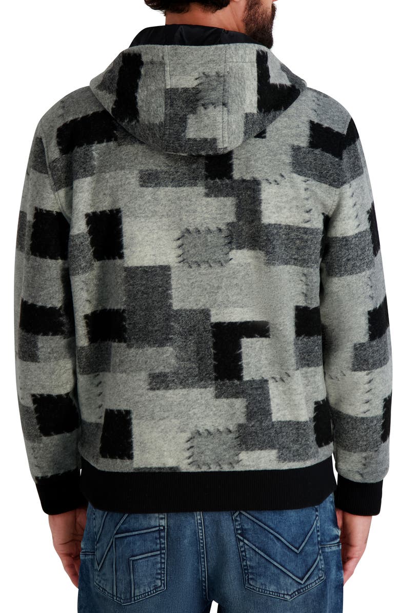 KARL LAGERFELD PARIS Print Hoodie Jacket, Alternate, color, Black Multi