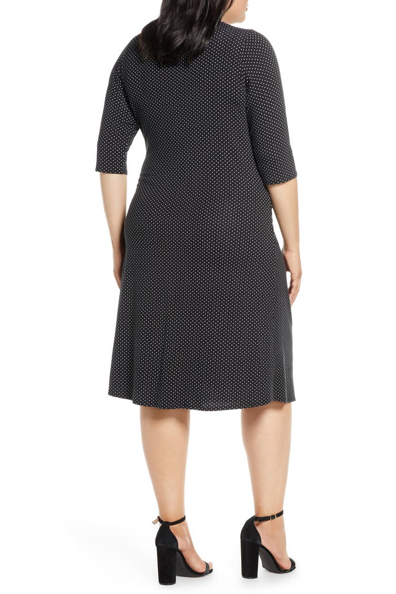 Loveapella Midi Wrap Dress, Alternate, color, BLACK/ IVORY