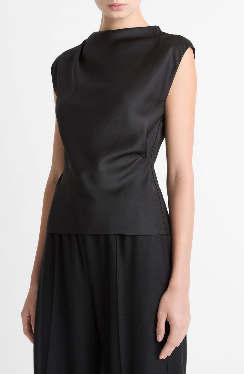 Vince Cowl Neck Satin Top, Alternate, color, Black