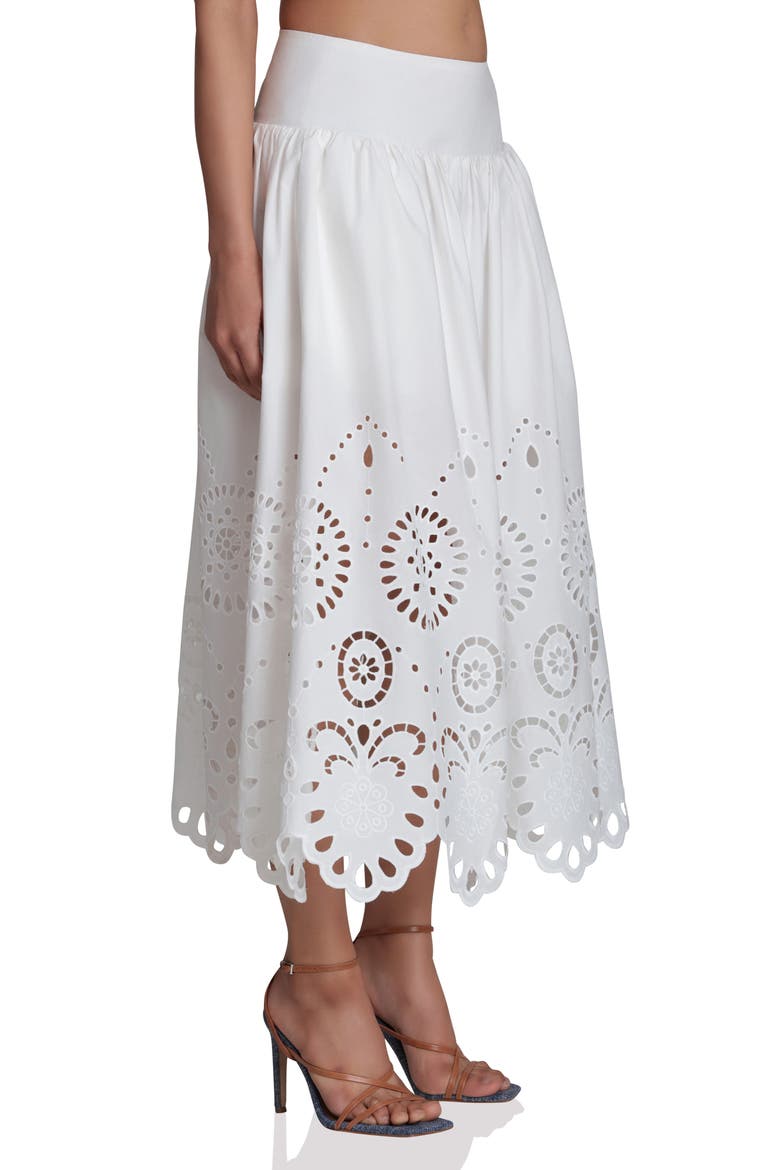 Cotton Eyelet Detail Midi Skirt, Alternate, color, WHITE