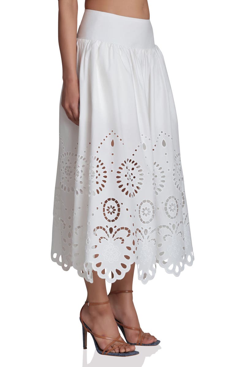 Avec Les Filles Cotton Eyelet Detail Midi Skirt, Alternate, color, White