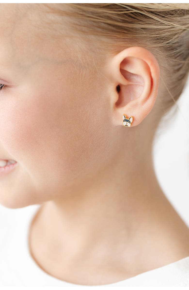 Pip Pop Frenchie Stud Earring, Alternate, color, White/Grey