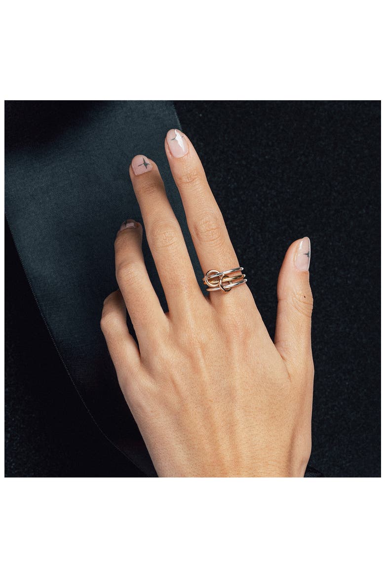 Solarium Linked Rings, Alternate, color, SILVER/ YELLOW GOLD/ ROSE GOLD