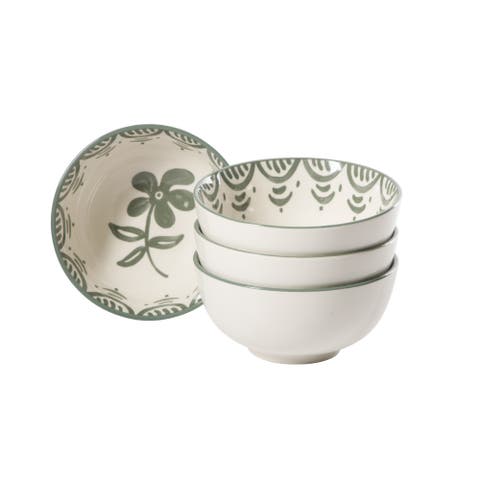 Valencia Flor 4 Piece Stoneware Cereal Bowl Set
