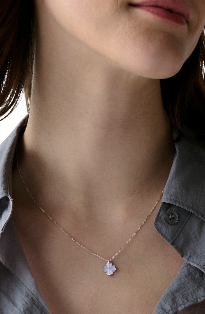 Kate Spade New York mini spade flower pendant necklace, Alternate, color, Light Purple/Silver