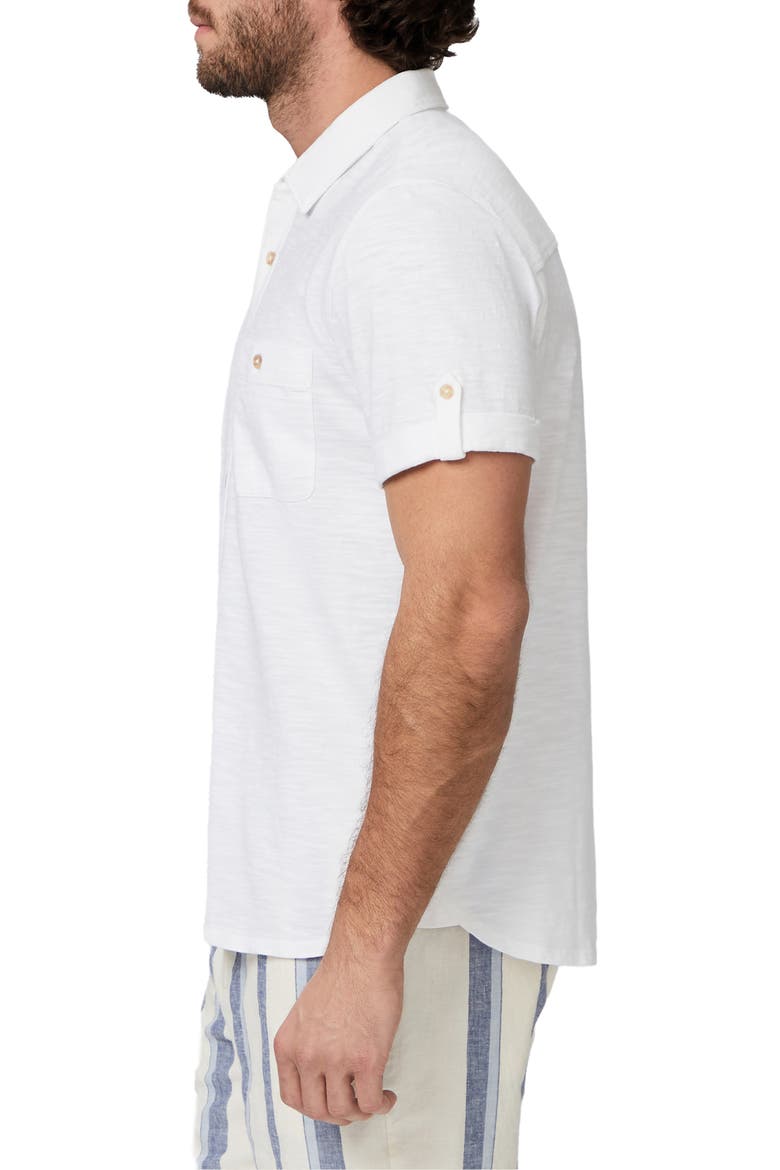 Brayden Short Sleeve Cotton Jersey Button-Up Shirt, Alternate, color, FRESH WHITE