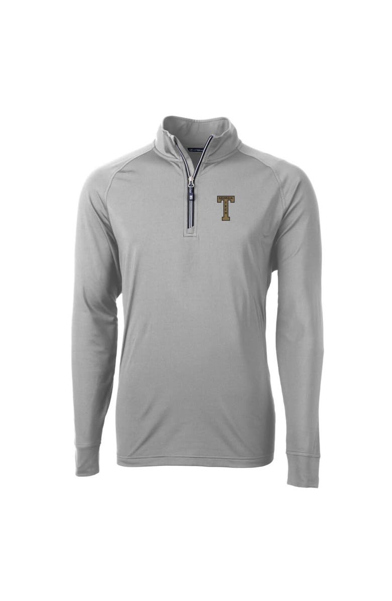 Cutter & Buck Men's Cutter & Buck Gray Georgia Tech Yellow Jackets Adapt Eco Knit Stretch Recycled Quarter-Zip Pullover Top, Alternate, color, Gray