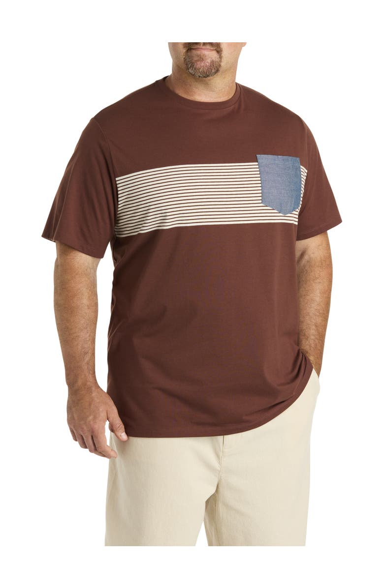 Harbor Bay by DXL Big & Tall Moisture-Wicking Colorblock T-Shirt, Main, color, Brown
