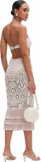 Flower Crochet Embroidered Midi Dress