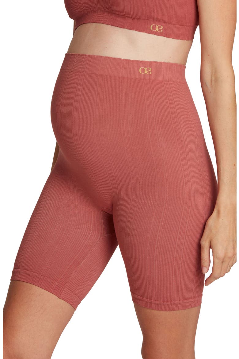 Zoe Rib Maternity Shorts, Main, color, TERRACOTTA