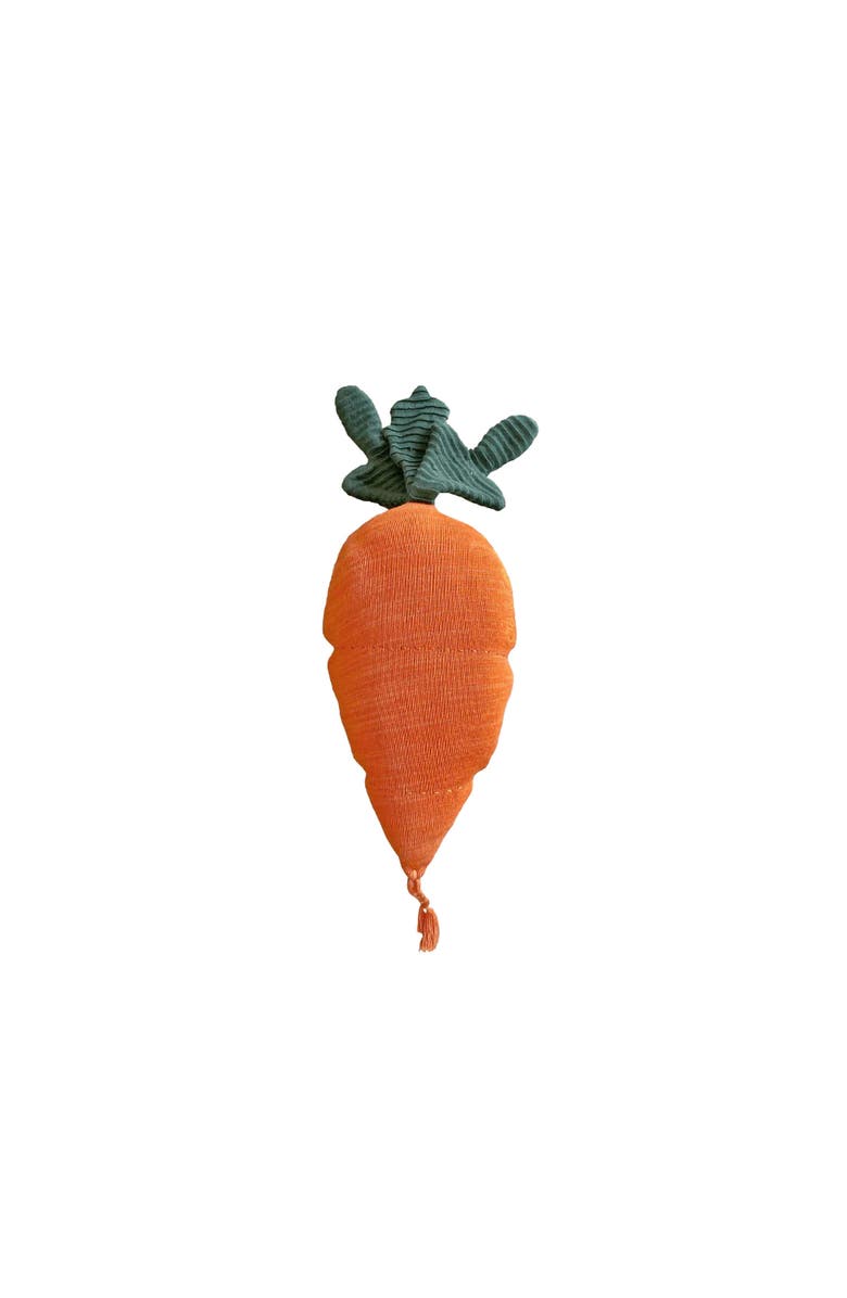 Lorena Canals Knitted cushion Cathy the Carrot, Main, color, Dark Green, Orange, Salmon